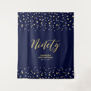 Negentig Goud & Marine 90e Verjaardagsfeest Achter Wandkleed