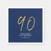 negentig | Goud & marineblauw Lettering 90ste verj Servet (Voorkant)