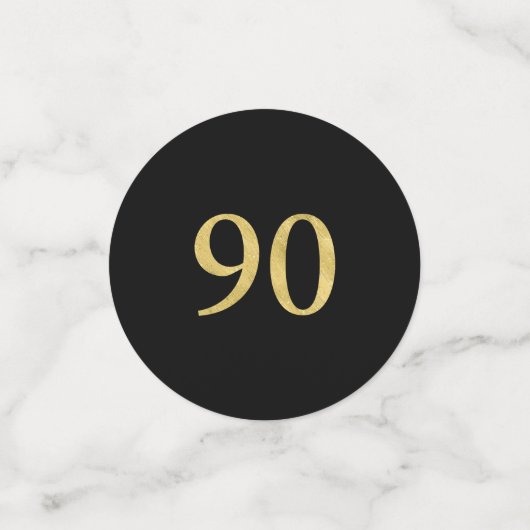 Negentig Goud & Zwart Confetti 90ste Verjaardagsfe (Kleine voorkant)