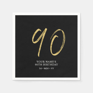 Negentig Goud & Zwarte Lettering 90ste Verjaarda Servet