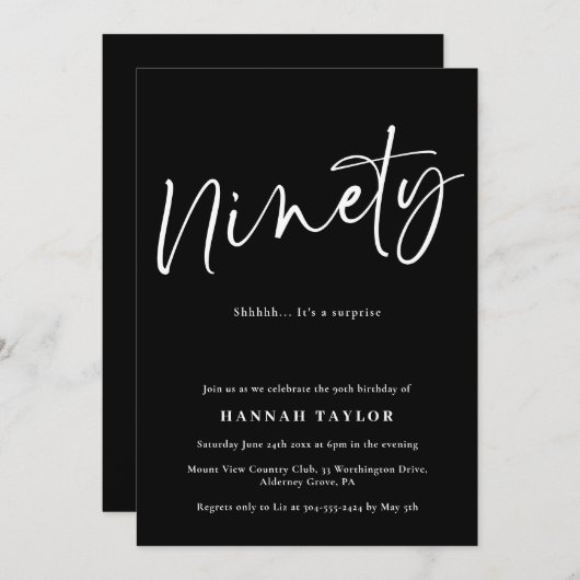 negentig klassiek zwart wit 90e verjaardag kaart (Voorkant / Achterkant)