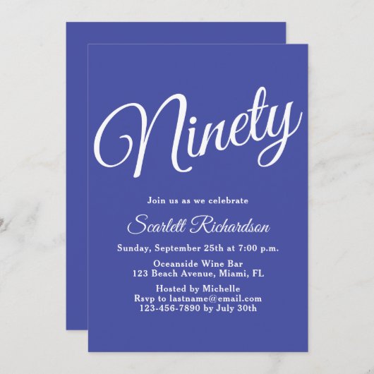 Negentig Modern Script Lavendel 90ste verjaardagsf Kaart (Voorkant / Achterkant)