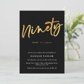 Negentig Modern Zwart Goud 90e Verjaardag Kaart (Staand voorkant)