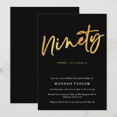Negentig Modern Zwart Goud 90e Verjaardag Kaart (Voorkant / Achterkant)