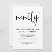 negentig | Moderne 90e zwart-wit verjaardagsfeest Kaart (Voorkant)