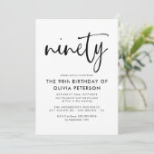 negentig | Moderne 90e zwart-wit verjaardagsfeest Kaart (Staand voorkant)