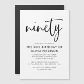 negentig | Moderne 90e zwart-wit verjaardagsfeest Magnetische Uitnodiging (Voorkant / Achterkant)