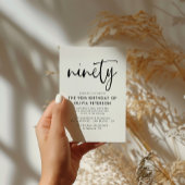 negentig | Moderne 90e zwart-wit verjaardagsfeest Uitnodiging Briefkaart
