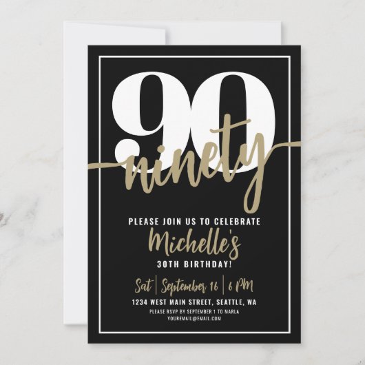 Negentig moderne 90ste verjaardagsfeest kaart (Voorkant)