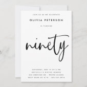 negentig | Moderne B & W 90e verjaardag partij typ Kaart (Voorkant)