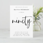 negentig | Moderne B & W 90e verjaardag partij typ Kaart (Staand voorkant)