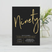 negentig | Moderne goudpenseel 90e verjaardag Inv Kaart (Staand voorkant)