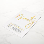 negentig | Moderne goudprijs 90e verjaardag Folie Uitnodiging (Gedraaid)