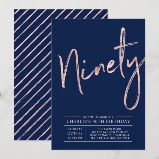 negentig | Moderne goudprijs Roos 90e verjaardag Kaart (Voorkant / Achterkant)