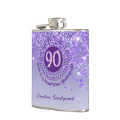 Negentig & Paarse Glitter & Drink Quote Heupfles (Links)