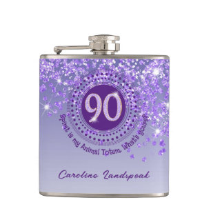 Negentig & Paarse Glitter & Drink Quote Heupfles