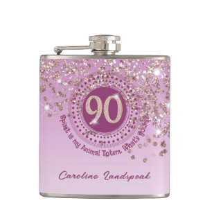 Negentig & Roos Gouden Glitter & Drink Quote Heupfles