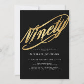 Negentig zwart en goud 90ste verjaardag kaart (Voorkant)