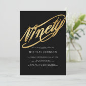 Negentig zwart en goud 90ste verjaardag kaart (Staand voorkant)