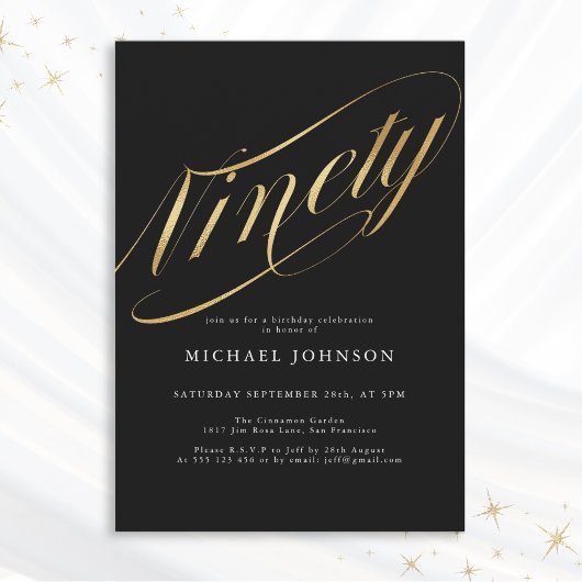 Negentig zwart en goud 90ste verjaardag kaart