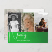 Negentigste 90e verjaardag Foto Collage Groen Briefkaart (Voorkant / Achterkant)