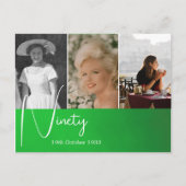Negentigste 90e verjaardag Foto Collage Groen Briefkaart (Voorkant)