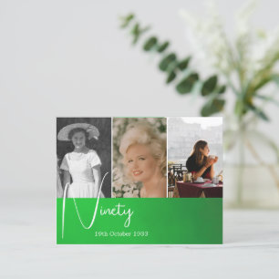 Negentigste 90e verjaardag Foto Collage Groen Briefkaart