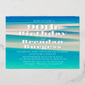 Negentigste 90ste verjaardag Ocean Beach Folie Uitnodiging (Achterkant)