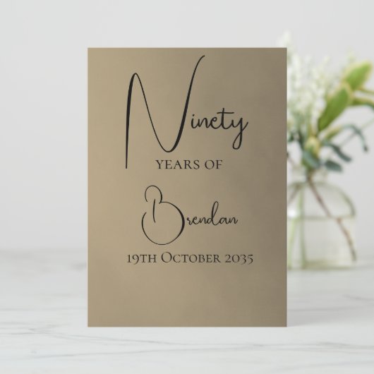 Negentigste 90ste verjaardag uitnodiging (Staand voorkant)