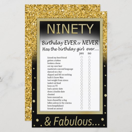 Negentigste verjaardag ooit of nooit (Voorkant / Achterkant)