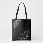 negra con flores blancas personalizable tote bag (Voorkant)