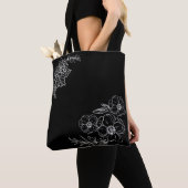 negra con flores blancas personalizable tote bag (Dichtbij)