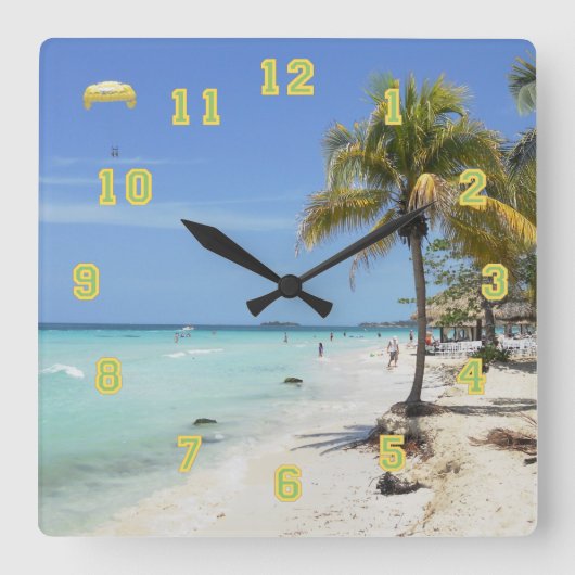 Negril Beach Jamaica Clock Vierkante Klok (Voorkant)