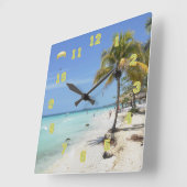 Negril Beach Jamaica Clock Vierkante Klok (Hoek)