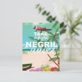 Negril Beach Jamaica vintage-poster Briefkaart (Staand voorkant)