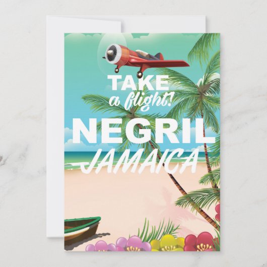 Negril Beach Jamaica vintage reisposter (Voorkant)