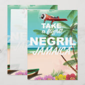 Negril Beach Jamaica vintage reisposter (Voorkant / Achterkant)
