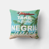 Negril Beach Jamaica vintage reisposter Kussen (Achterkant)