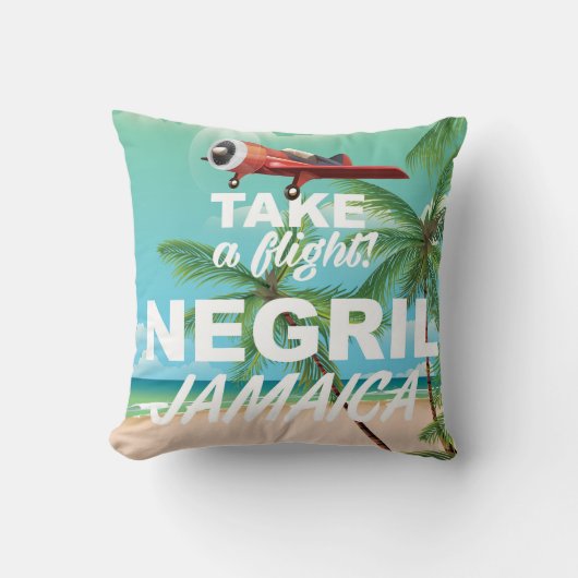 Negril Beach Jamaica vintage reisposter Kussen (Voorkant)