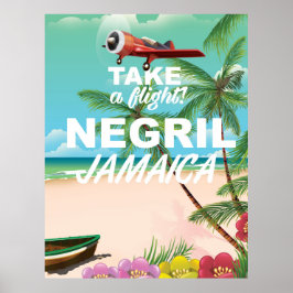 Negril Beach Jamaica vintage reisposter Poster