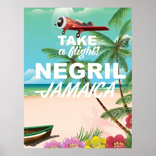 Negril Beach Jamaica vintage reisposter Poster (Voorkant)