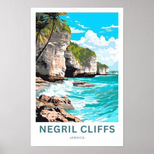 Negril Cliffs Jamaica Reizen Poster (Voorkant)
