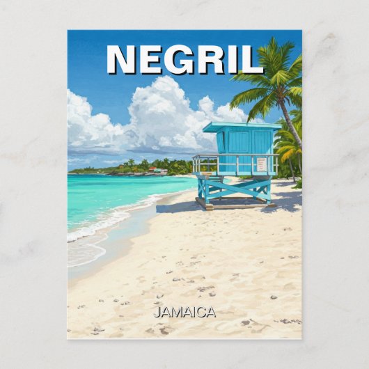 Negril Jamaica Beach Badmeester Shack Briefkaart (Voorkant)