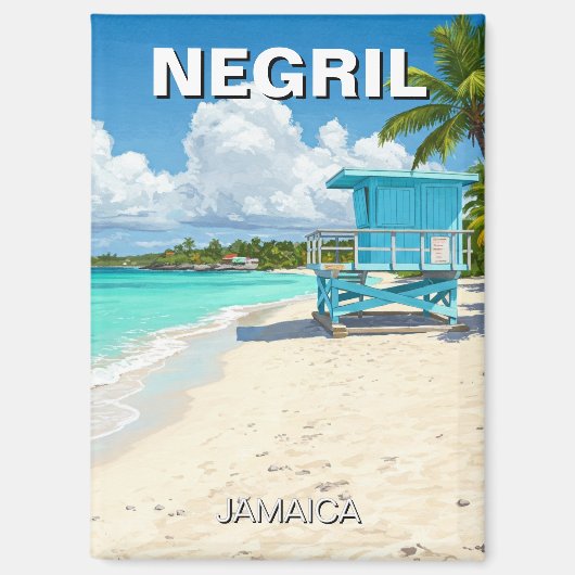 Negril Jamaica Beach Badmeester Shack Magneet (Voorkant)