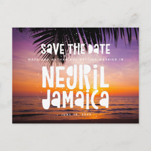 Negril Jamaica Beach Bruiloft Save the Date Aankondigingskaart