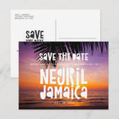 Negril Jamaica Beach Bruiloft Save the Date Aankondigingskaart (Voorkant / Achterkant)