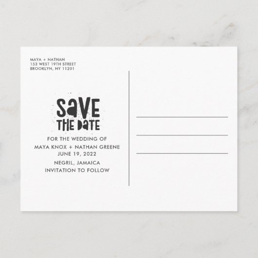 Negril Jamaica Beach Bruiloft Save the Date Aankondigingskaart (Achterkant)