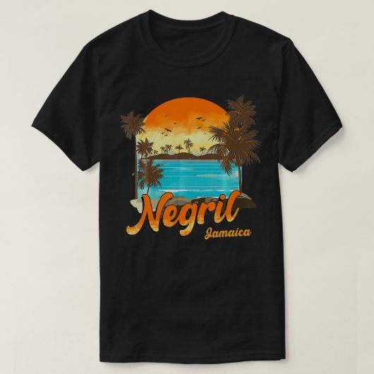 Negril Jamaica Beach Summer Vacation Sunset Palm T T-shirt (Design voorkant)