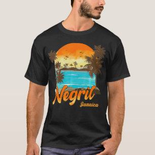 Negril Jamaica Beach Summer Vacation Sunset Palm T T-shirt