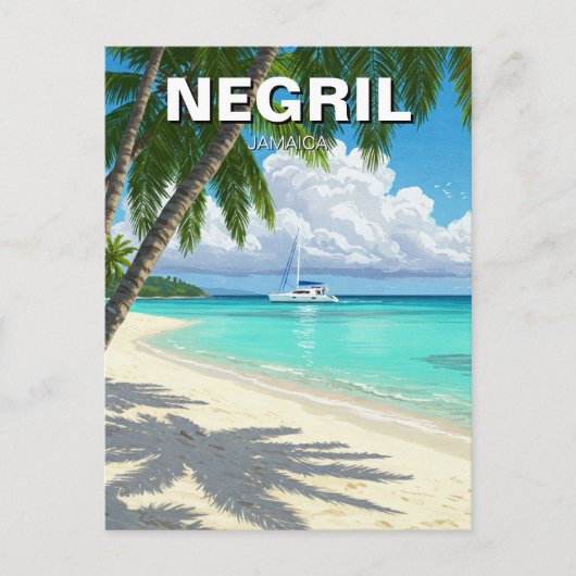 Negril Jamaica Beach Travel Briefkaart (Voorkant)